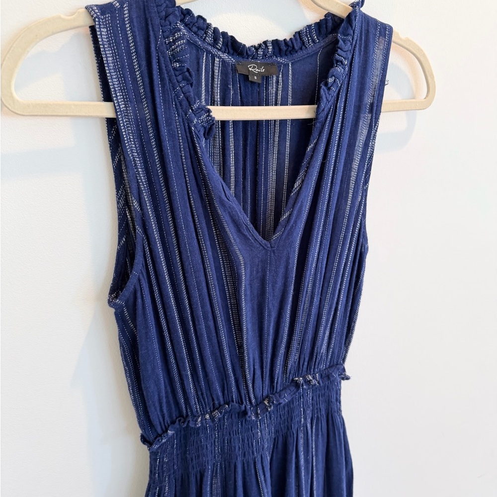 Rails Loulou Linen-Blend Maxi Dress in Blue, Size Small - Picture 8 of 12